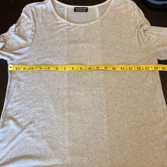 Papermoon Stitch Fix Exclusive 3/4 Sleeve Tee Cream Sheer Back Tunic Size Large - Picture 5 of 7